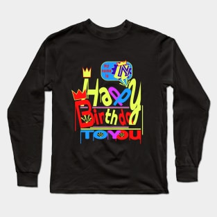 Happy Birthday Alphabet Letter (( N )) Dazzling Creative Design Long Sleeve T-Shirt